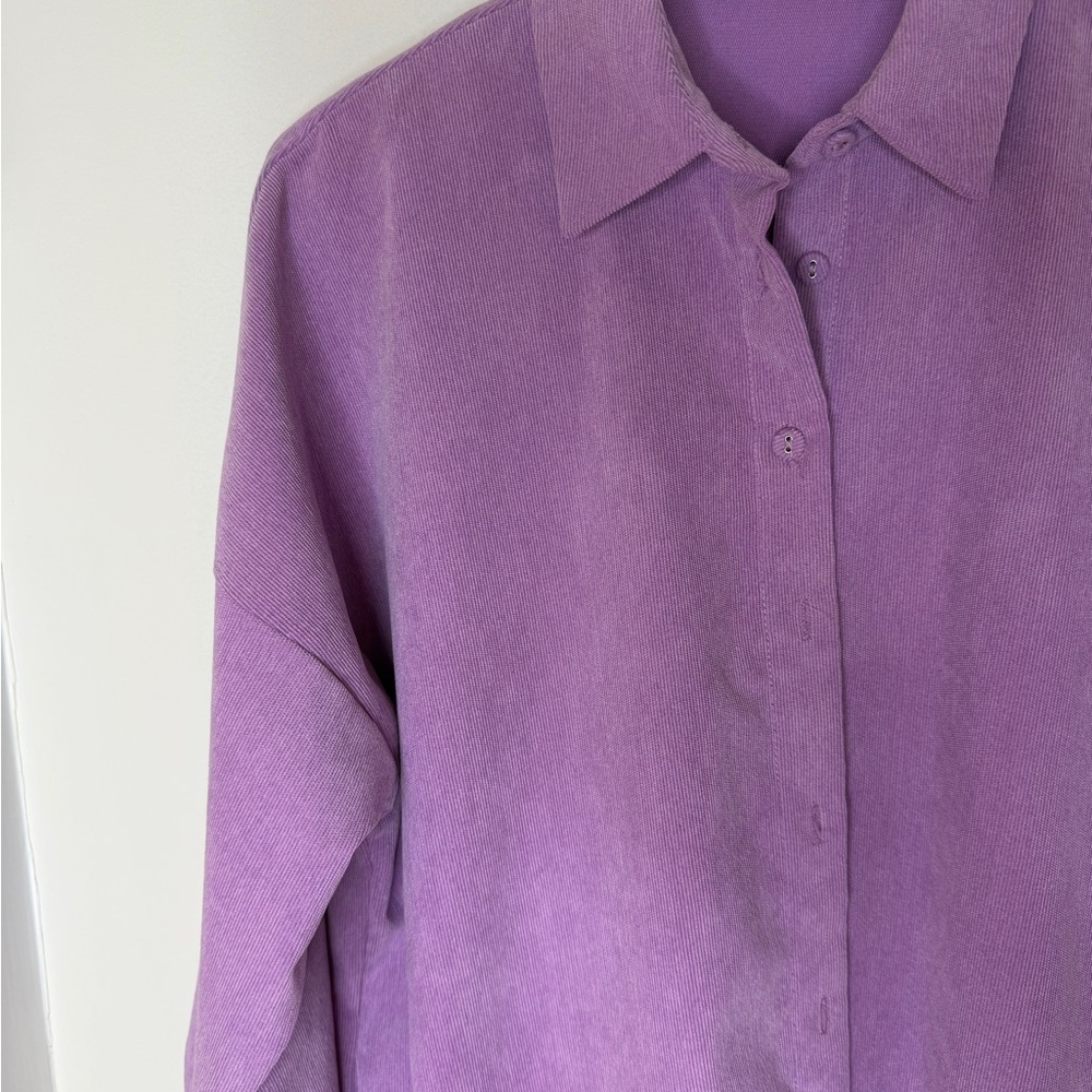 Zara Purple Lilac Casual Corduroy Button Front Oversized Shirt Jacket Shacket XS - Picture 5 of 16